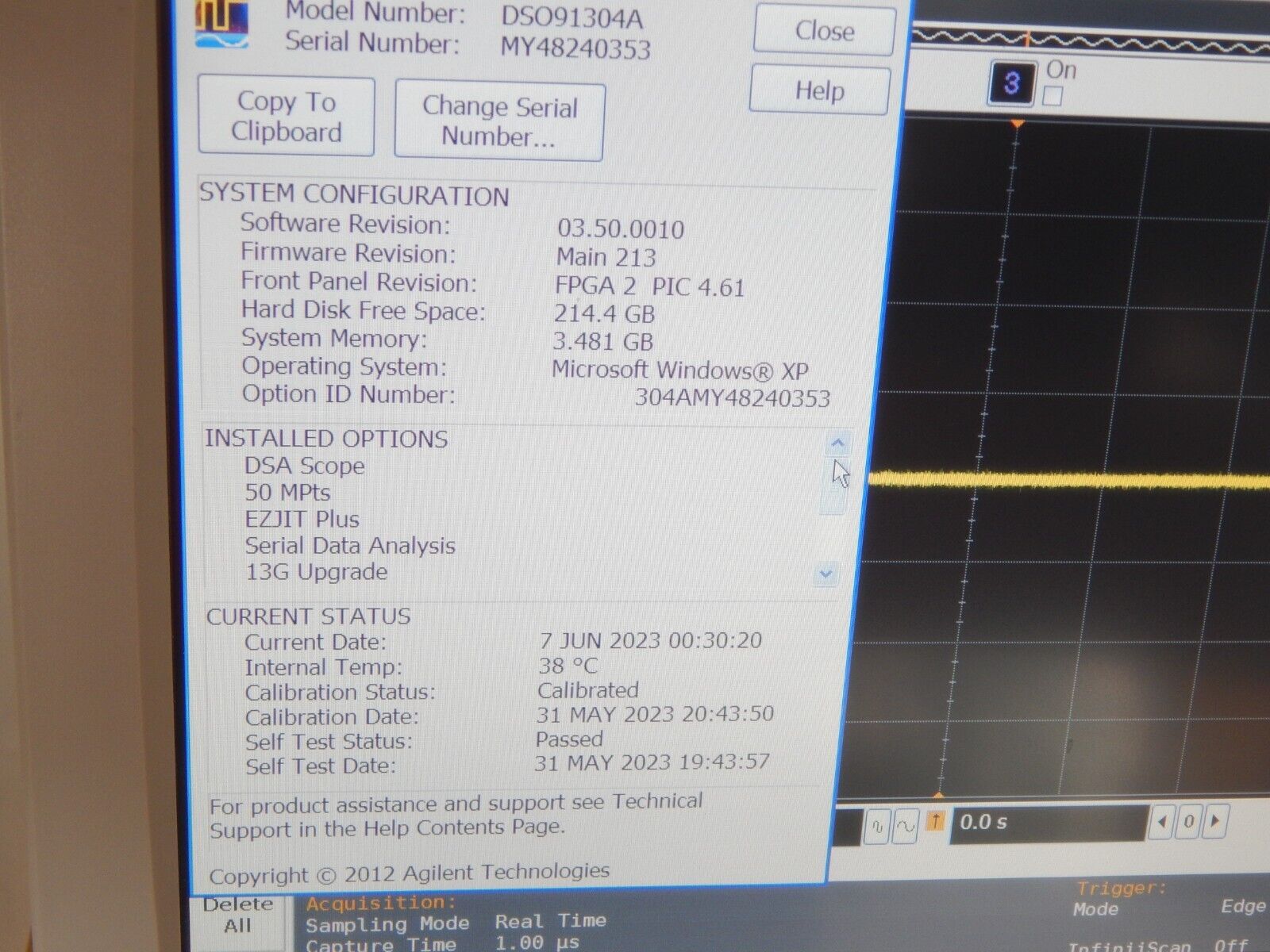 Keysight DSA91304A Oscilloscope 13Ghz 40Gs/s w/opt's, OEM cal, MY48240353 Keysight DSA91304A Oscilloscope 13Ghz 40Gs/s w/opt's, OEM cal, MY48240353